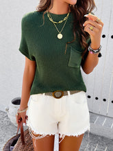 Load image into Gallery viewer, Round Neck Rib Trim Short Sleeve Knit Top