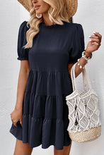 Load image into Gallery viewer, Puff Sleeve Tie Back Tiered Dress