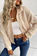 Load image into Gallery viewer, Zip-Up Sherpa Collared Neck Jacket with Pockets