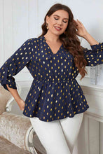 Load image into Gallery viewer, Plus Size Notched Babydoll Blouse