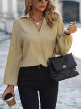 Load image into Gallery viewer, Johnny Collar Long Sleeve Blouse