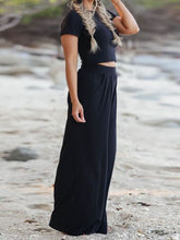 Load image into Gallery viewer, Round Neck Short Sleeve Top and Pocketed Pants Set