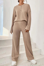 Load image into Gallery viewer, Ribbed Half Button Top and Pants Set