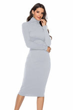 Load image into Gallery viewer, Ribbed Turtleneck Long Sleeve Dress