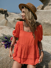 Load image into Gallery viewer, Peplum Square Neck Short Sleeve Blouse