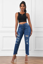 Load image into Gallery viewer, High-Rise Distressed Hem Detail Jeans