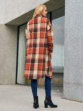 Load image into Gallery viewer, Plaid Pocketed Button Up Trench Coat