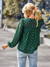 Load image into Gallery viewer, Printed Half Button Gathered Detail Blouse