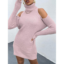Load image into Gallery viewer, Cold Shoulder Turtleneck Sweater Dress