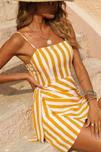 Load image into Gallery viewer, Striped Spaghetti Strap Tied Mini Dress