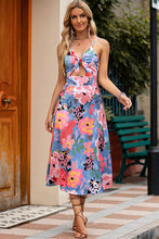 Load image into Gallery viewer, Floral Tied Cutout Split Spaghetti Strap Dress