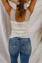 Load image into Gallery viewer, Lace Strap Smocked V-Neck Buttoned Tank Top