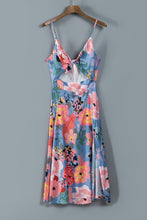 Load image into Gallery viewer, Floral Tied Cutout Split Spaghetti Strap Dress