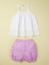 Load image into Gallery viewer, Baby Girl Spliced Lace Cami and Elastic Waist Shorts Set