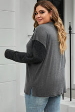 Load image into Gallery viewer, Plus Size Round Neck Long Sleeve Buttoned Blouse