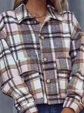 Load image into Gallery viewer, Plaid Collared Neck Button Down Jacket