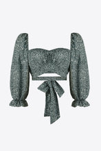 Load image into Gallery viewer, Printed Long Flounce Sleeve Cropped Blouse