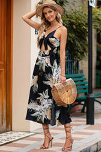 Load image into Gallery viewer, Floral Tied Cutout Split Spaghetti Strap Dress