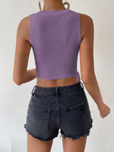 Load image into Gallery viewer, Fringe Hem Round Neck Ribbed Knit Tank