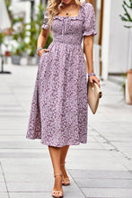 Load image into Gallery viewer, Floral Ruffled Square Neck Dress with Pockets