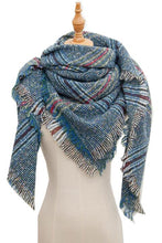 Load image into Gallery viewer, Plaid Raw Hem Polyester Scarf