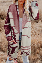 Load image into Gallery viewer, Geometric Open Front Pocketed Cardigan