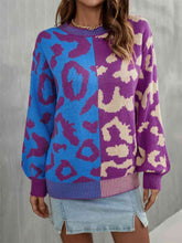 Load image into Gallery viewer, Leopard Round Neck Long Sleeve Sweater