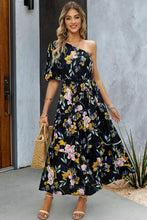 Load image into Gallery viewer, Printed One-Shoulder Tie Belt Maxi Dress