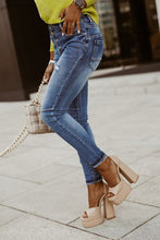 Load image into Gallery viewer, Distressed Button-Fly Jeans with Pockets