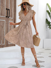 Load image into Gallery viewer, Printed Tie Waist Surplice Neck Dress