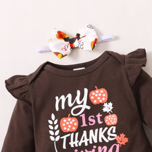 Load image into Gallery viewer, Baby Girl MY 1ST THANKS GIVING Graphic Bodysuit and Pants Set
