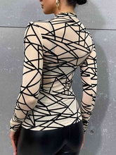 Load image into Gallery viewer, Geometric Mock Neck Long Sleeve Top