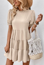 Load image into Gallery viewer, Puff Sleeve Tie Back Tiered Dress