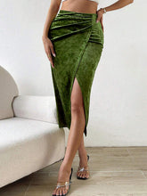 Load image into Gallery viewer, Ruched Front Slit Midi Skirt