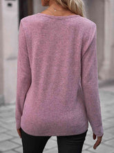 Load image into Gallery viewer, Round Neck Buttoned Long Sleeve T-Shirt