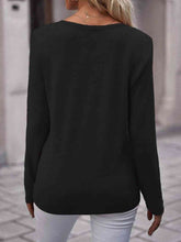 Load image into Gallery viewer, Round Neck Buttoned Long Sleeve T-Shirt
