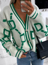 Load image into Gallery viewer, Geometric Dropped Shoulder Button Down Cardigan