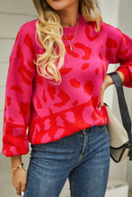 Load image into Gallery viewer, Leopard Round Neck Dropped Shoulder Sweater