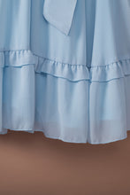 Load image into Gallery viewer, Tied Plunge Smocked Waist Flounce Sleeve Dress