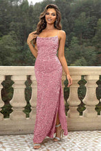 Load image into Gallery viewer, Sequin Backless Split Maxi Dress