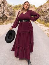Load image into Gallery viewer, Plus Size Tie Neck Ballon Sleeve Tiered Dress