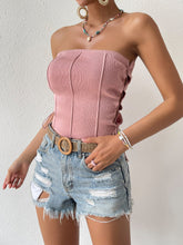 Load image into Gallery viewer, Seam Detail Lace-Up Tube Top