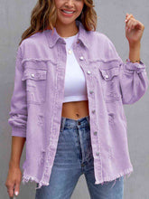 Load image into Gallery viewer, Distressed Drop Shoulder Denim Jacket