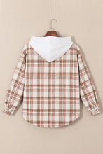 Load image into Gallery viewer, Plaid Drawstring Button Up Long Sleeve Hooded Jacket