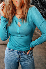 Load image into Gallery viewer, Half-Snap Round Neck Long Sleeve Top