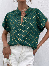 Load image into Gallery viewer, Printed Notched Short Sleeve Blouse