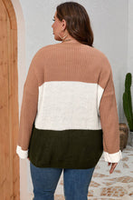 Load image into Gallery viewer, Plus Size Color Block Round Neck Sweater