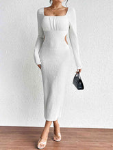 Load image into Gallery viewer, Square Neck Cutout Long Sleeve Dress