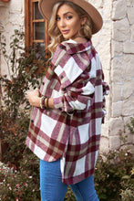 Load image into Gallery viewer, Plaid Dropped Shoulder Pocket Shacket