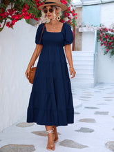 Load image into Gallery viewer, Smocked Square Neck Tiered Dress